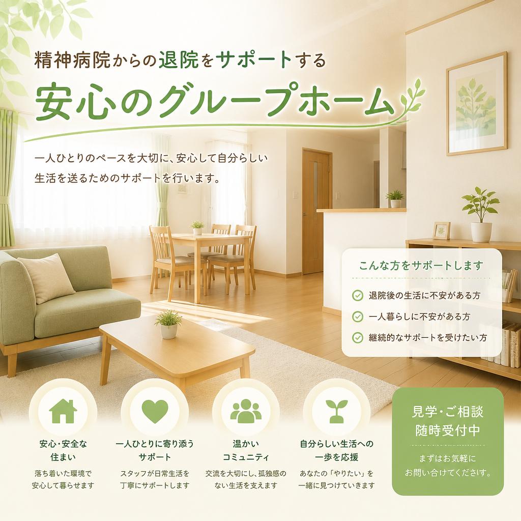 精神病院からの退院をサポートする安心のグループホーム | 暁希乃家 | 刈谷市 | 豊明市 | みよし市 | 