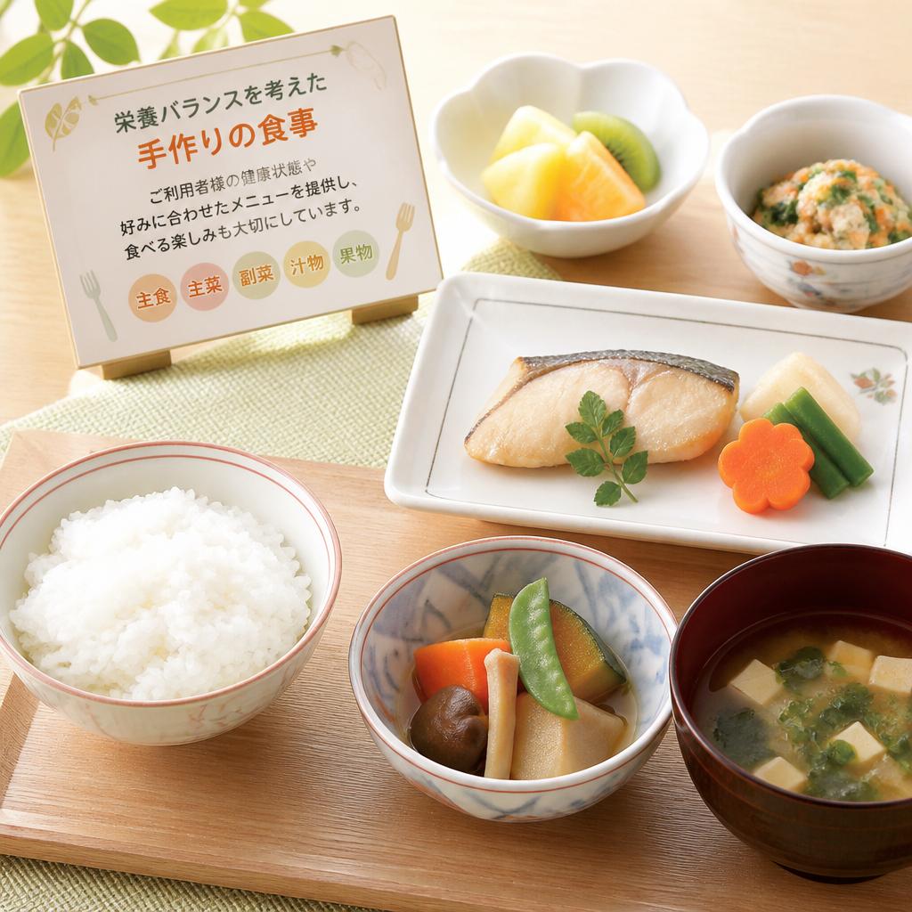 手作りの食事で健康を支えます