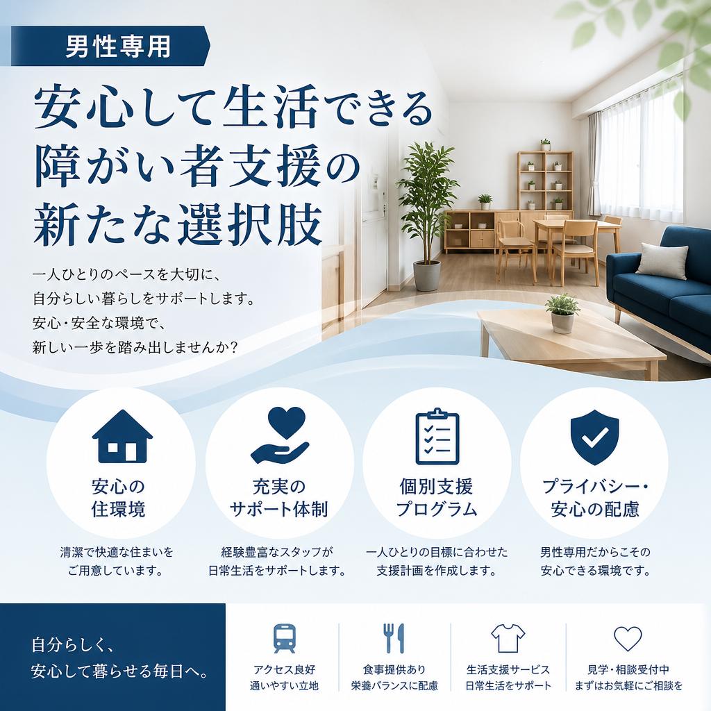 男性専用、安心して生活できる障がい者支援の新たな選択肢 | 暁希乃家 | 刈谷市 | 豊明市 | みよし市 | 
