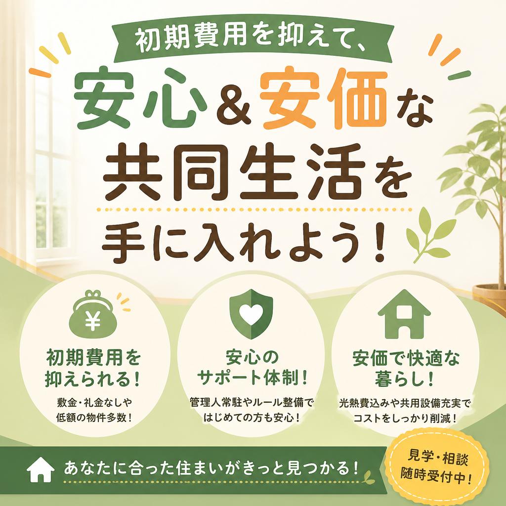 初期費用を抑えて、安心＆安価な共同生活を手に入れよう！ | 暁希乃家 | 刈谷市 | 豊明市 | みよし市 | 