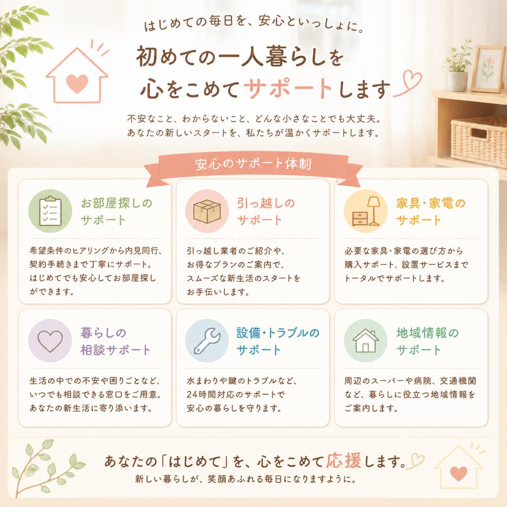初めての一人暮らしを応援する、心温まるサポート体制 | 暁希乃家 | 刈谷市 | 豊明市 | みよし市 | 
