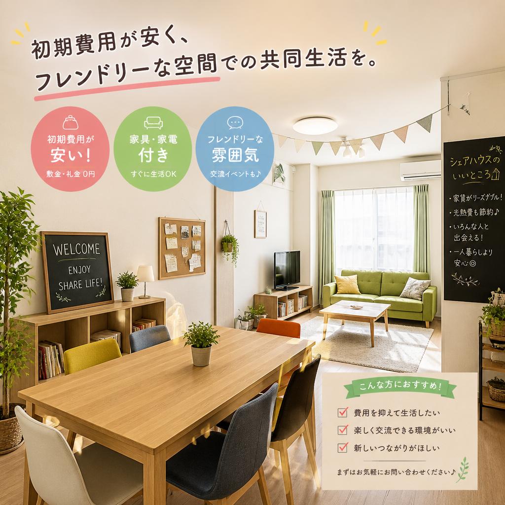 初期費用が安く、フレンドリーな空間での共同生活を。 | 暁希乃家 | 刈谷市 | 豊明市 | みよし市 | 