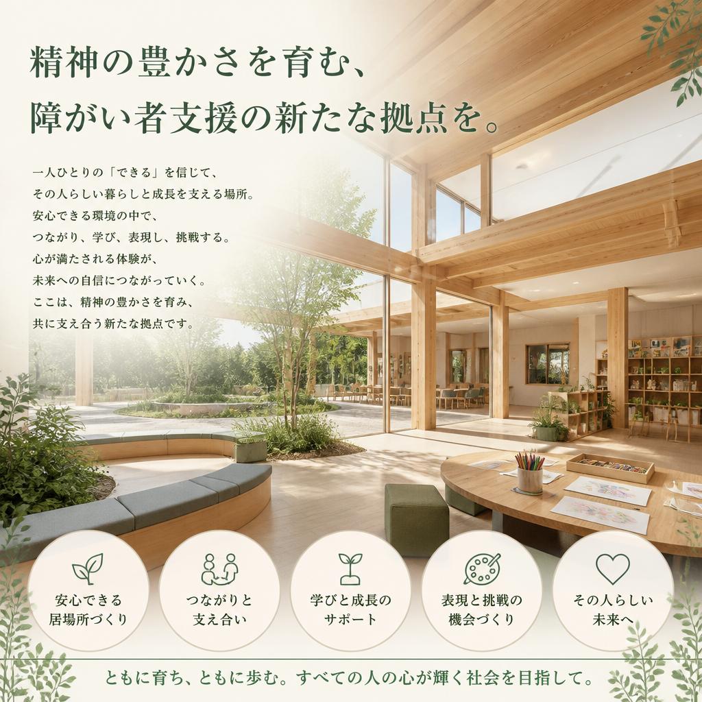 精神の豊かさを育む、障がい者支援の新たな拠点を。 | 暁希乃家 | 刈谷市 | 豊明市 | みよし市 | 
